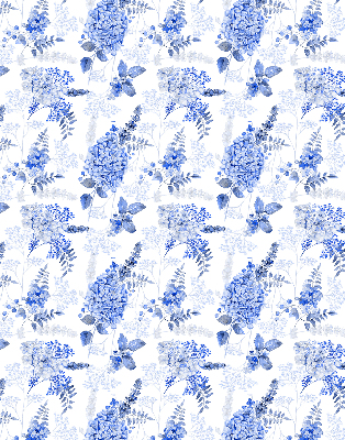 Blackout roller blind for window Blue flowers
