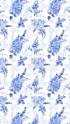 Blackout window roller blind with blue flowers pattern
