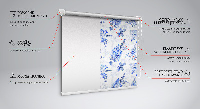 Blackout roller blind for window Blue flowers