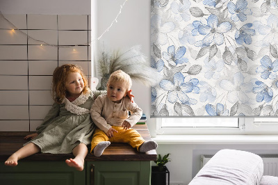 Fabric roller blind for window Flowers