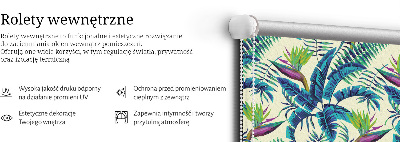 Blackout roller blind with tropical plants print