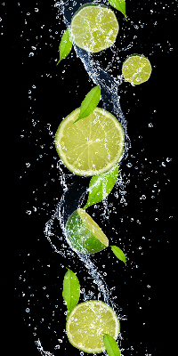 Blackout roller blind Lime falling in water
