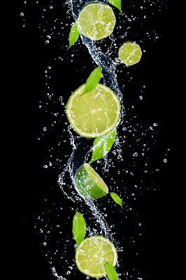 Blackout roller blind Lime falling in water