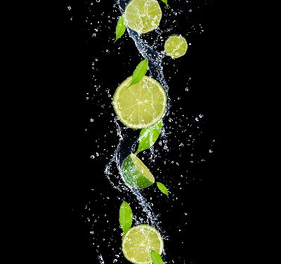 Blackout roller blind Lime falling in water
