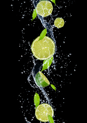 Blackout roller blind Lime falling in water