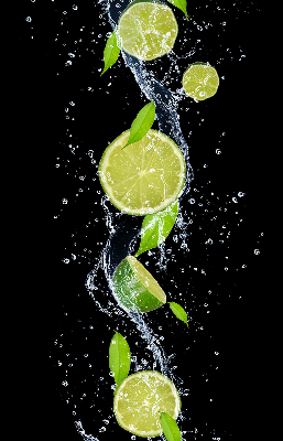 Blackout roller blind Lime falling in water