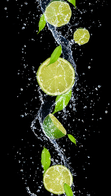 Blackout roller blind Lime falling in water