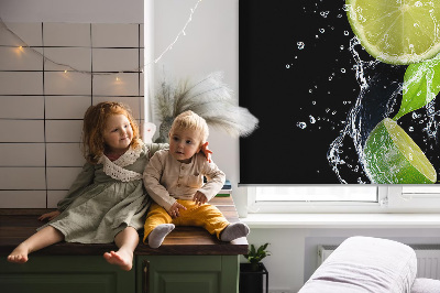 Blackout roller blind Lime falling in water