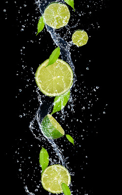 Blackout roller blind Lime falling in water