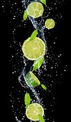 Blackout roller blind lime falling in water print