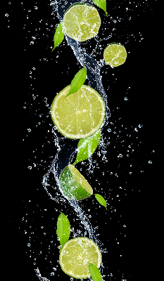 Blackout roller blind Lime falling in water