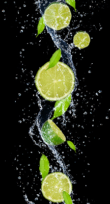 Blackout roller blind Lime falling in water