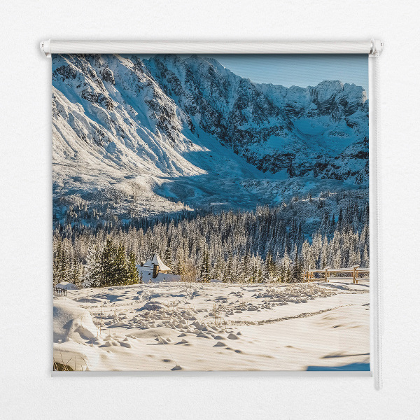 Fabric roller blind for window Mountains