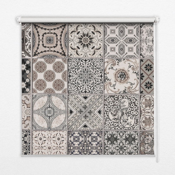 Blackout roller blind for window with Portuguese patterns