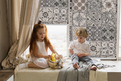 Blackout roller blind for window Portuguese patterns