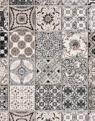 Blackout roller blind for window with Portuguese patterns