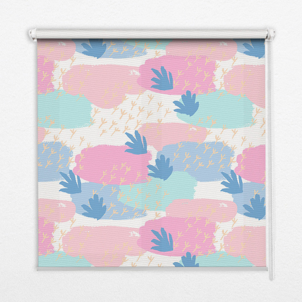 Fabric roller blind for window Traces on a colored background