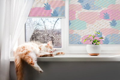 Fabric roller blind for window Traces on a colored background