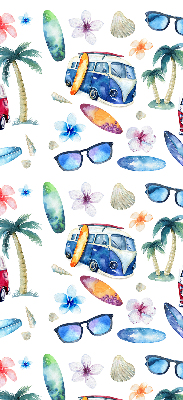 Fabric roller blind for window Hawaii cars and palm trees