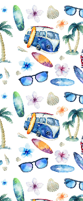 Fabric roller blind for window Hawaii cars and palm trees