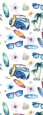 Fabric roller blind for window Hawaii cars and palm trees