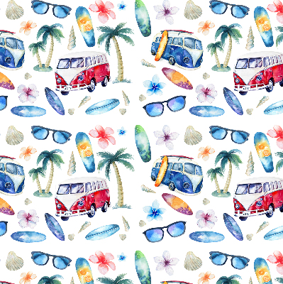 Fabric roller blind for window Hawaii cars and palm trees