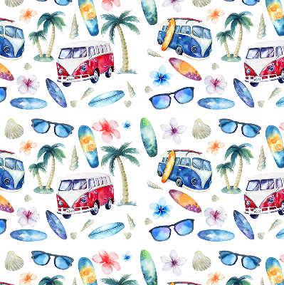 Fabric roller blind for window Hawaii cars and palm trees