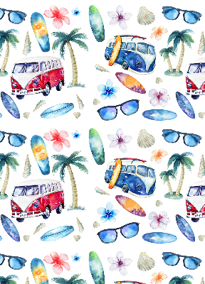 Fabric roller blind for window Hawaii cars and palm trees