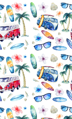 Fabric roller blind for window Hawaii cars and palm trees