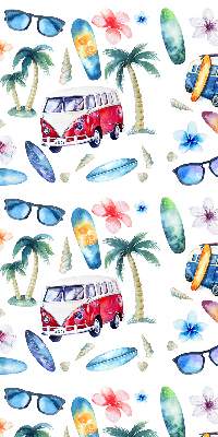 Fabric roller blind for window Hawaii cars and palm trees