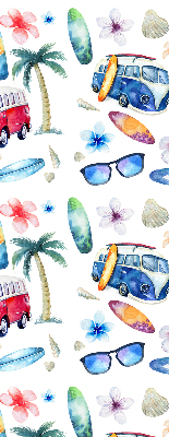 Fabric roller blind for window Hawaii cars and palm trees