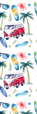 Fabric roller blind for window Hawaii cars and palm trees