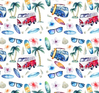 Fabric roller blind for window Hawaii cars and palm trees