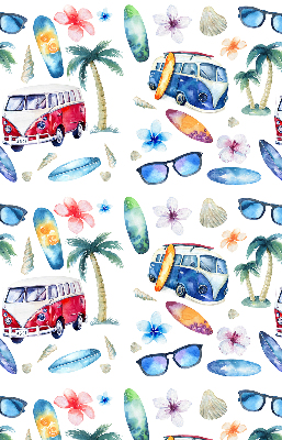 Fabric roller blind for window Hawaii cars and palm trees