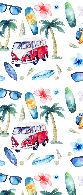 Fabric roller blind for window Hawaii cars and palm trees