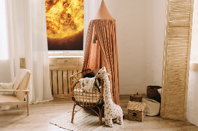 Blackout roller blind in yellow mesh