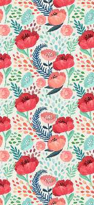 Fabric roller blind for window poppy pattern