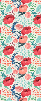 Fabric roller blind for window poppy pattern