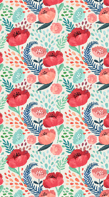 Fabric roller blind for window poppy pattern