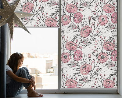 Blackout roller blind with a flower buds from the tree pattern