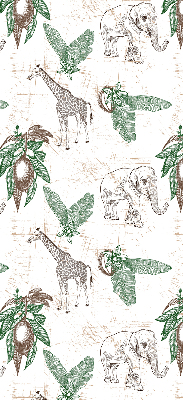 Blackout roller blind Giraffes, elephants and leaves