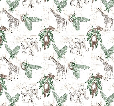 Blackout roller blind Giraffes, elephants and leaves