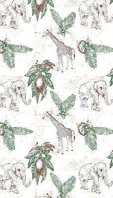 Blackout roller blind Giraffes, elephants and leaves