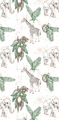 Blackout roller blind Giraffes, elephants and leaves