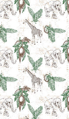 Blackout roller blind Giraffes, elephants and leaves