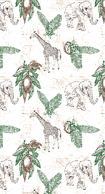 Blackout roller blind Giraffes, elephants and leaves