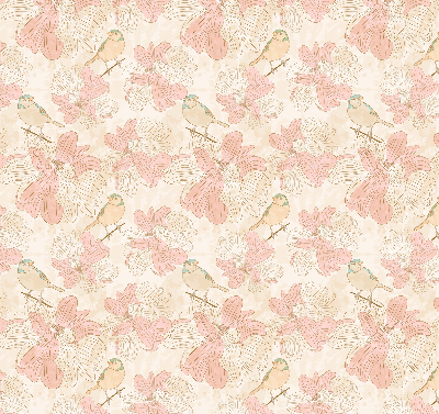 Blackout roller blind birds among the flowers design