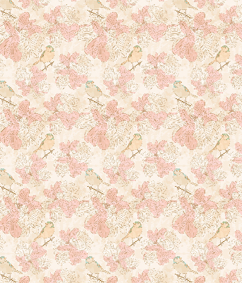 Blackout roller blind for window Birds among the flowers