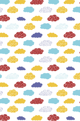 Blackout roller blind with a colorful clouds pattern