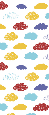 Blackout roller blind with a colorful clouds pattern